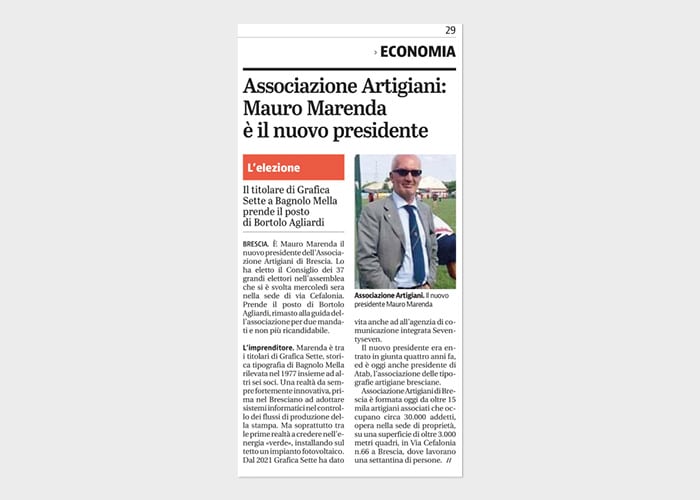 Associazione Artigiani: Mauro Marenda è il nuovo presidente